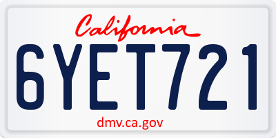CA license plate 6YET721