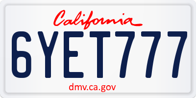 CA license plate 6YET777