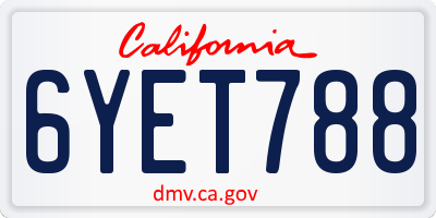 CA license plate 6YET788