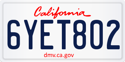 CA license plate 6YET802