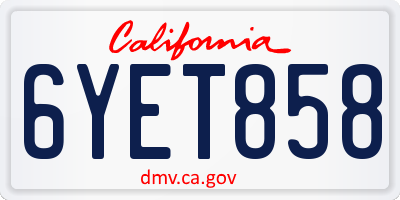 CA license plate 6YET858