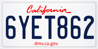 CA license plate 6YET862