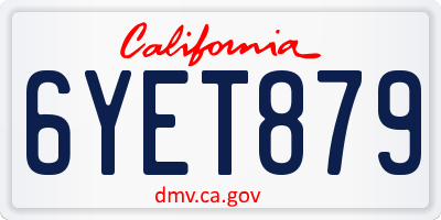 CA license plate 6YET879