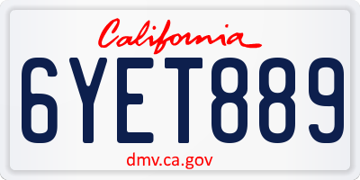CA license plate 6YET889