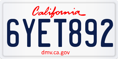 CA license plate 6YET892