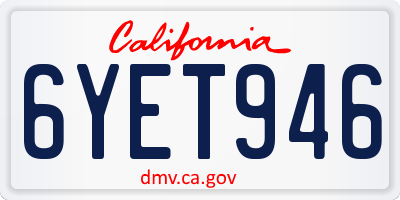 CA license plate 6YET946