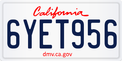 CA license plate 6YET956