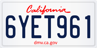 CA license plate 6YET961