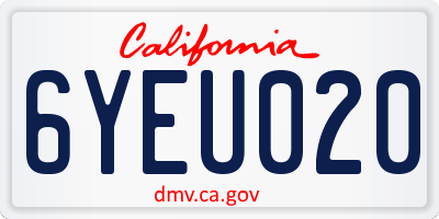 CA license plate 6YEU020