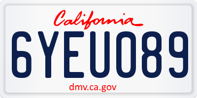 CA license plate 6YEU089