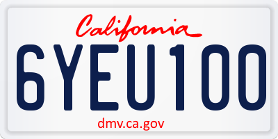 CA license plate 6YEU100
