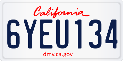 CA license plate 6YEU134