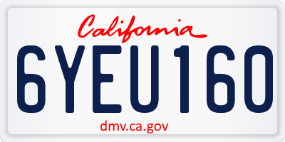 CA license plate 6YEU160