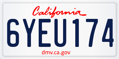 CA license plate 6YEU174