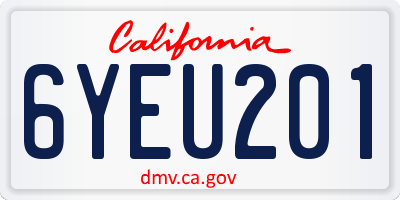 CA license plate 6YEU201