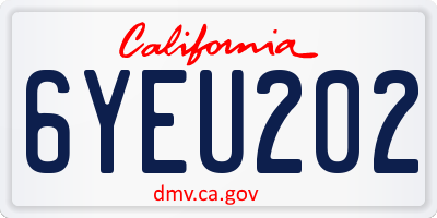 CA license plate 6YEU202