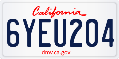 CA license plate 6YEU204