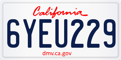 CA license plate 6YEU229