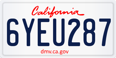 CA license plate 6YEU287