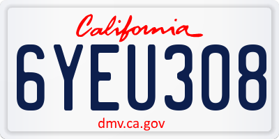 CA license plate 6YEU308