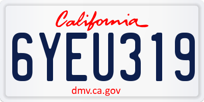 CA license plate 6YEU319