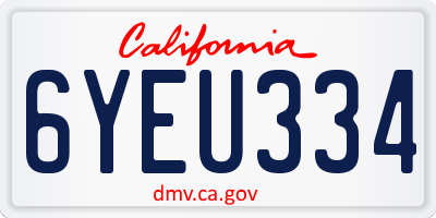 CA license plate 6YEU334