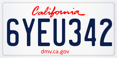 CA license plate 6YEU342