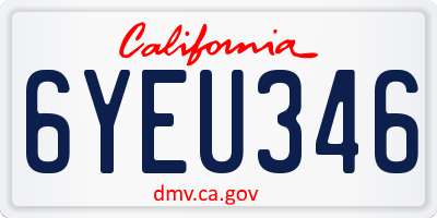 CA license plate 6YEU346