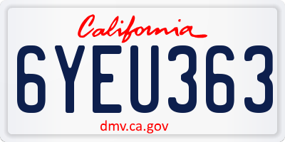 CA license plate 6YEU363