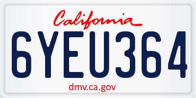 CA license plate 6YEU364