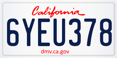 CA license plate 6YEU378