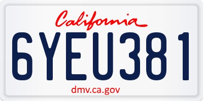 CA license plate 6YEU381
