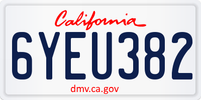 CA license plate 6YEU382