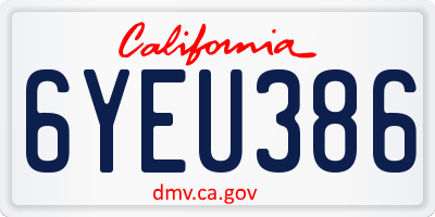 CA license plate 6YEU386