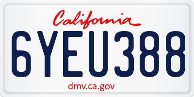 CA license plate 6YEU388