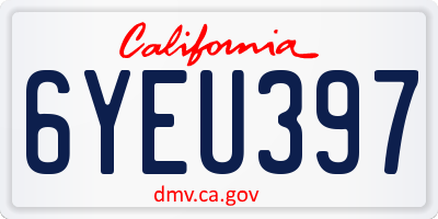 CA license plate 6YEU397