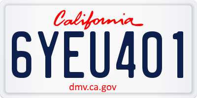 CA license plate 6YEU401