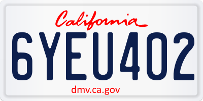 CA license plate 6YEU402