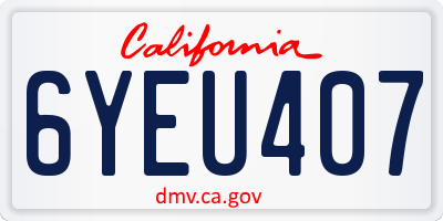 CA license plate 6YEU407