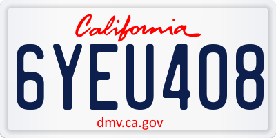 CA license plate 6YEU408