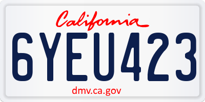 CA license plate 6YEU423