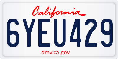 CA license plate 6YEU429
