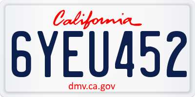 CA license plate 6YEU452