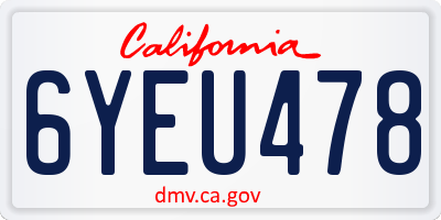 CA license plate 6YEU478