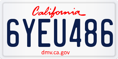 CA license plate 6YEU486