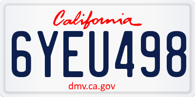 CA license plate 6YEU498