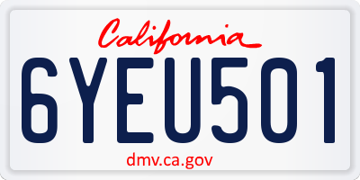 CA license plate 6YEU501