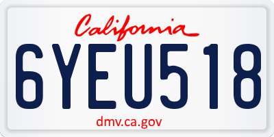 CA license plate 6YEU518