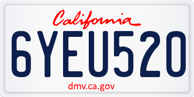 CA license plate 6YEU520