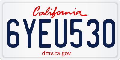 CA license plate 6YEU530